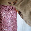 Detail of the tapestry top and pink net skirt of this Japanese style dress
