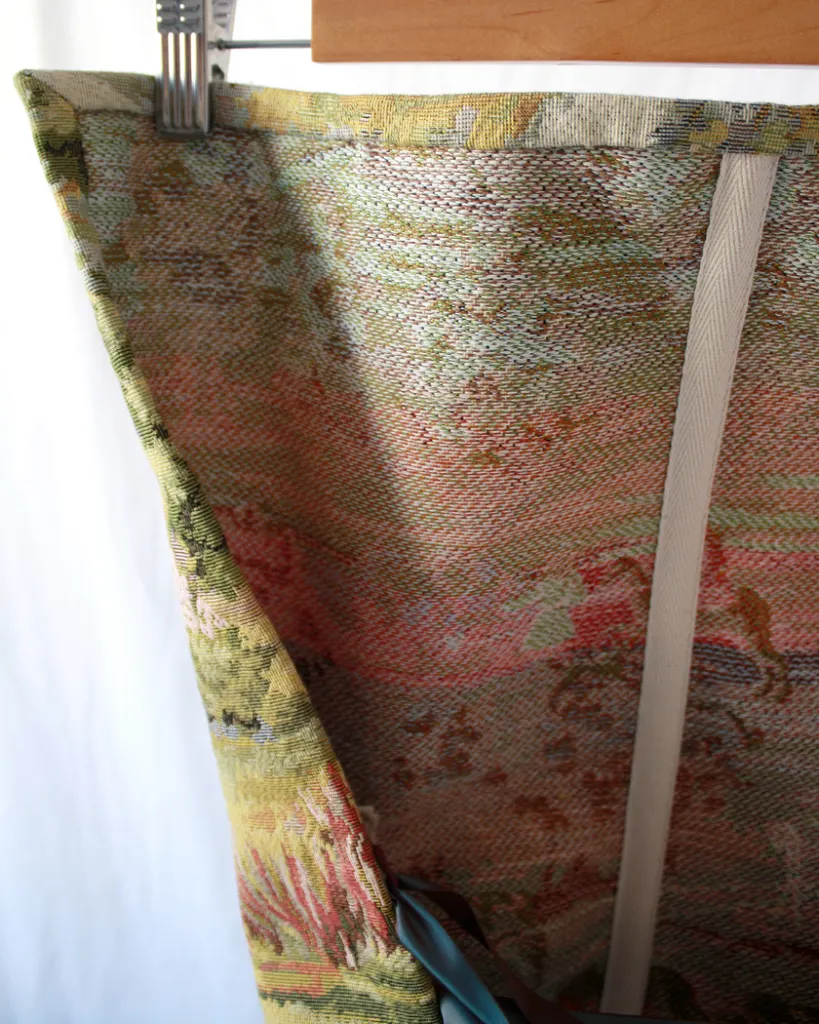 Detail of the tapestry corset dress