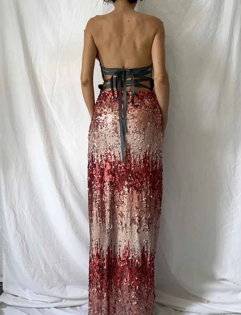Back of the corset sequined dress