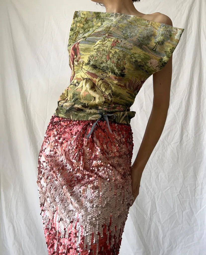 Tapestry corset detail
