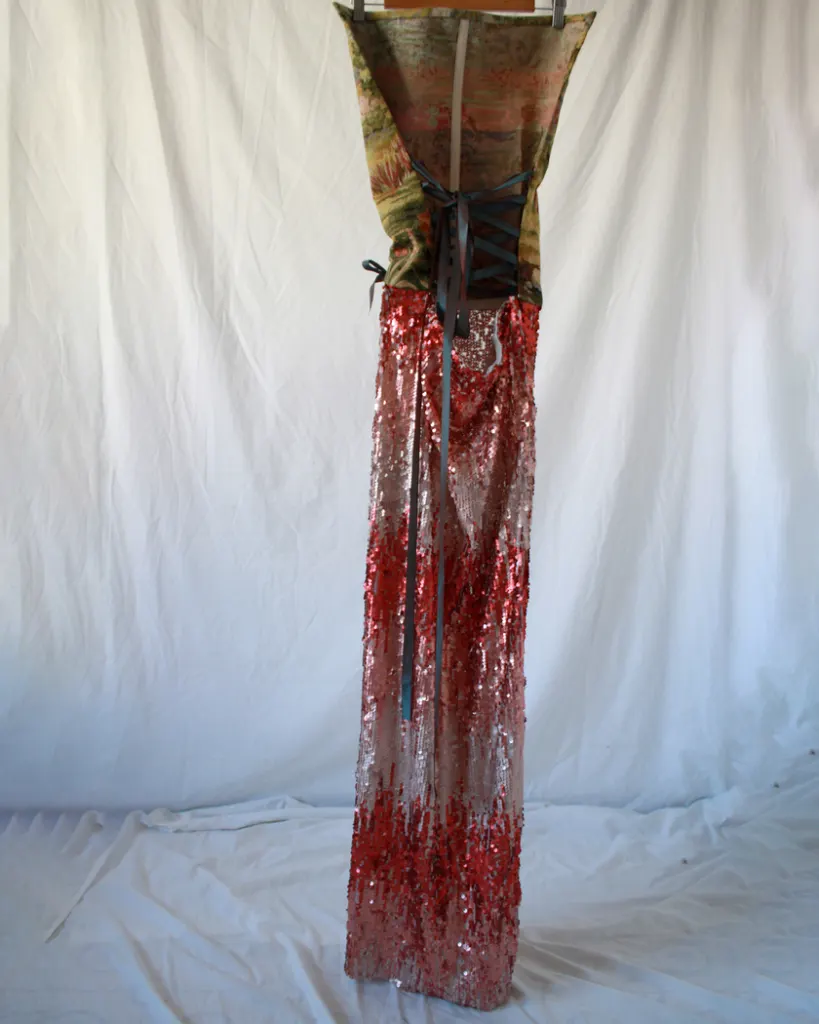 Back of this corset sequined maxi dress
